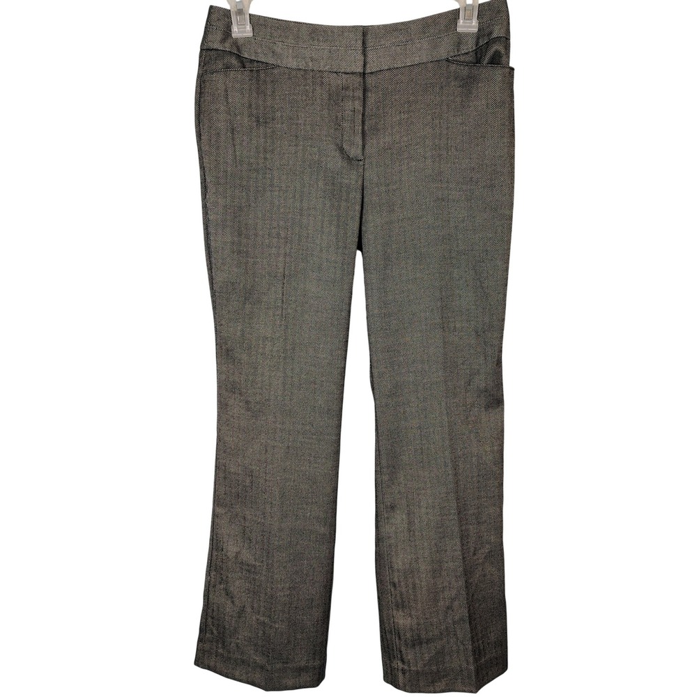 Ann Taylor Loft Petites 10P Curvy Trouser Pants Black White Herringbone nwt